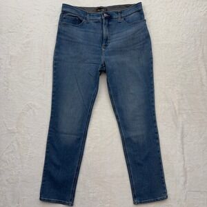 Lee Straight Leg Jeans Womens 12 Medium Blue Slim Fit Mid Rise Denim
